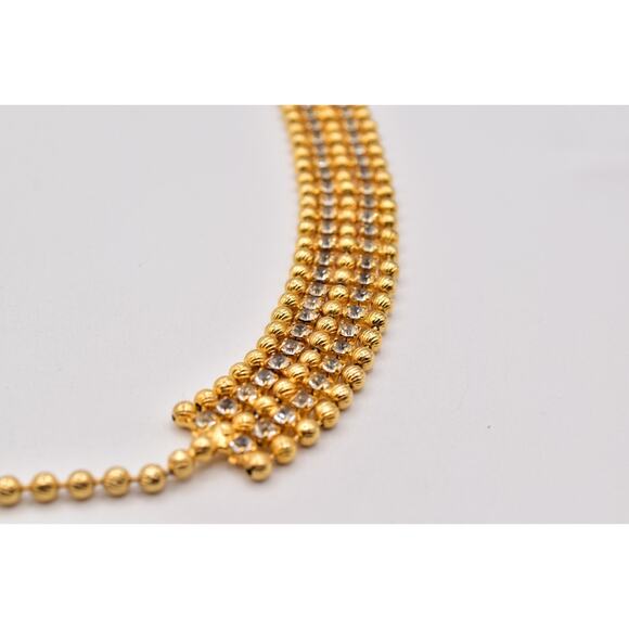 Vintage Gold Tone Rhinestone Mesh Chain Belt Adjustable 32-38\